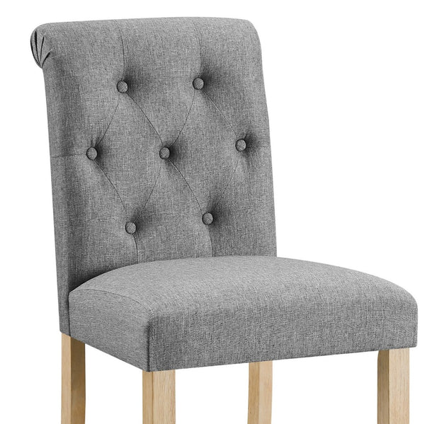 English Elm Siena Tufted Curved Back Linen Upholstered Counter Stools Set of 2 Wood Frame Gray T2574P165122