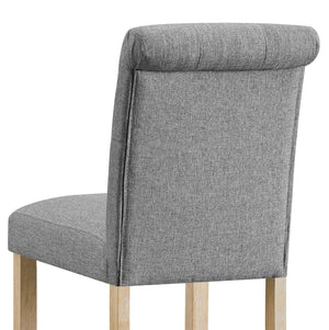 English Elm Siena Tufted Curved Back Linen Upholstered Counter Stools Set of 2 Wood Frame Gray T2574P165122