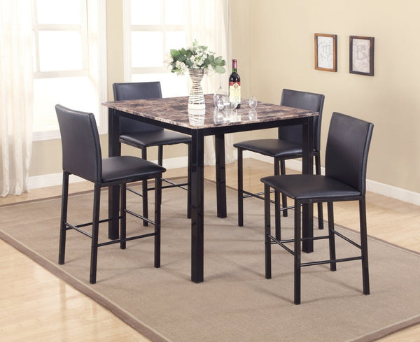 English Elm Citico Square Bistro Counter Height Table with Faux Marble Top and Matte Black Frame T2574P165126