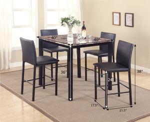 English Elm Citico Square Bistro Counter Height Table with Faux Marble Top and Matte Black Frame T2574P165126
