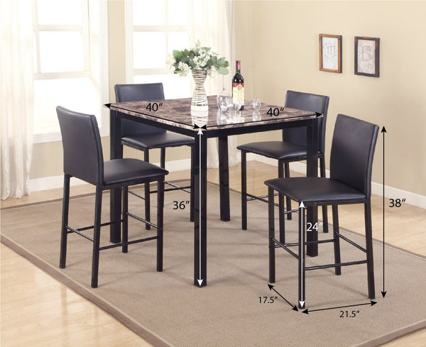 English Elm Citico Square Bistro Counter Height Table with Faux Marble Top and Matte Black Frame T2574P165126