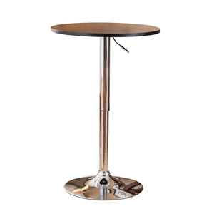 English Elm Adjustable Gas Lift Round Bar Table with Wood Top and Chrome Base for Modern Lofts Black T2574P165128
