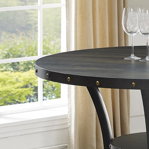 English Elm Biony Espresso Round Counter Height Table with Brass Nailhead Trim and Open Storage Shelf T2574P165130
