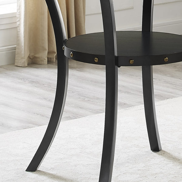 English Elm Biony Espresso Round Counter Height Table with Brass Nailhead Trim and Open Storage Shelf T2574P165130