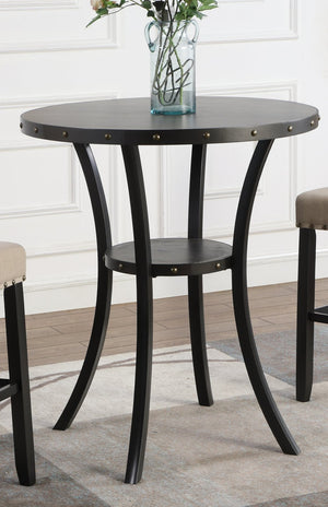 English Elm Biony Round Bar Table Espresso Finish Brass Nail Head Trim Club Style Bistro Pub T2574P165131