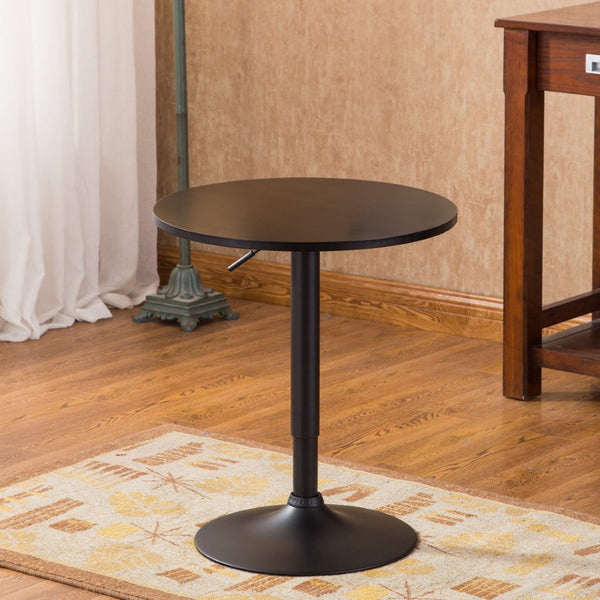 English Elm Adjustable Gas Lift Round Bar Table with Wood Top and Chrome Base for Modern Lofts T2574P165134