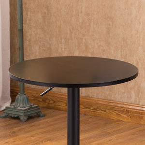 English Elm Adjustable Gas Lift Round Bar Table with Wood Top and Chrome Base for Modern Lofts T2574P165134