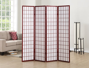English Elm 4 Panel Japanese Shoji Folding Screen Lattice Frame Translucent Rice Paper Room Divider Cherry T2574P165139