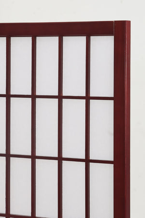 English Elm 4 Panel Japanese Shoji Folding Screen Lattice Frame Translucent Rice Paper Room Divider Cherry T2574P165139