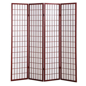 English Elm 4 Panel Japanese Shoji Folding Screen Lattice Frame Translucent Rice Paper Room Divider Cherry T2574P165139