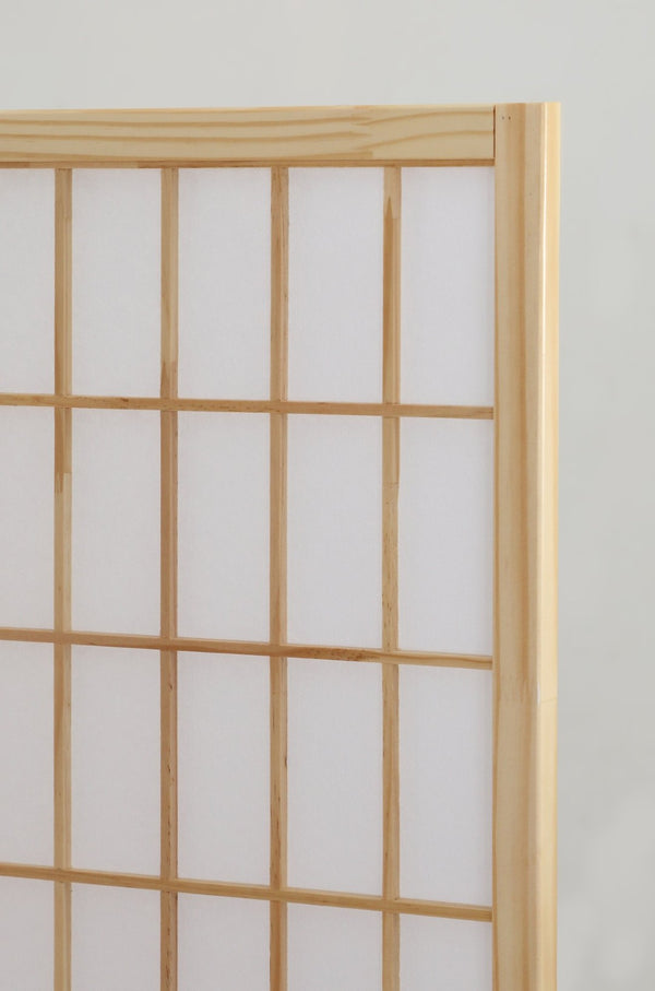 English Elm 4 Panel Japanese Shoji Folding Screen Lattice Frame Translucent Rice Paper Room Divider Natural T2574P165140