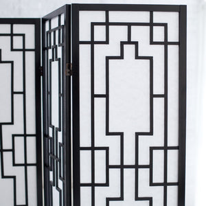 English Elm Sudoku Three Panel Folding Screen Pine Frame Rice Paper Geometric Lattice Divider T2574P165142
