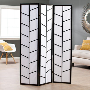 English Elm 3-panel Geometric Climbing Motif Pine Frame Rice Paper Folding Screen Room Divider T2574P165144