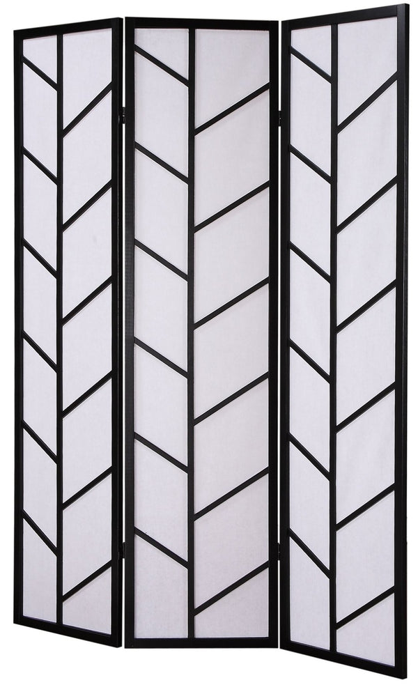 English Elm 3-panel Geometric Climbing Motif Pine Frame Rice Paper Folding Screen Room Divider T2574P165144
