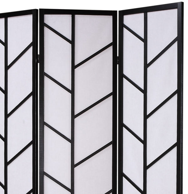 English Elm 3-panel Geometric Climbing Motif Pine Frame Rice Paper Folding Screen Room Divider T2574P165144