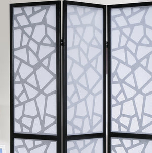 English Elm Giyano Four Panel Geometric Mosaic Mdf Privacy Screen Folding Room Divider Black T2574P165147