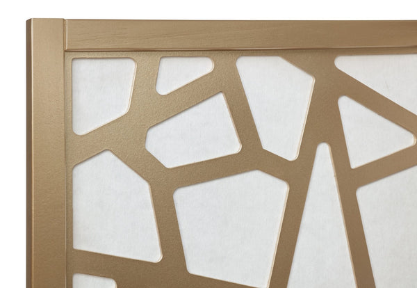English Elm Giyano Four Panel Geometric Mosaic Mdf Privacy Screen Folding Room Divider Gold T2574P165148