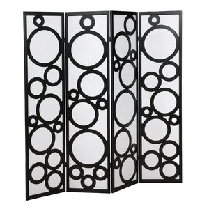 English Elm Arvada Four Panel Mdf Room Divider with Geometric Cutouts for Modern Interiors Black T2574P165155