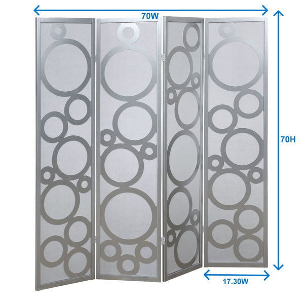 English Elm Arvada Four Panel Mdf Room Divider with Geometric Cutouts for Modern Interiors Black T2574P165155