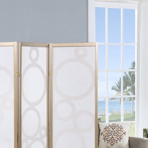 English Elm Arvada Four Panel Mdf Room Divider with Geometric Cutouts for Modern Interiors Gold T2574P165156
