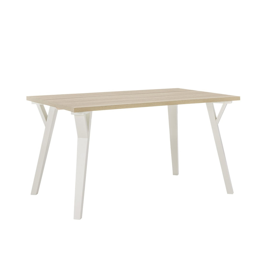 English Elm Alwynn Rectangular Dining Table Seats Six with Wood Grain Top and White Saber Legs T2574P165159