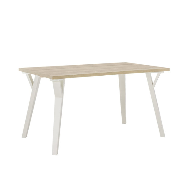 English Elm Alwynn Rectangular Dining Table Seats Six with Wood Grain Top and White Saber Legs T2574P165159