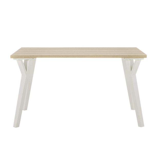 English Elm Alwynn Rectangular Dining Table Seats Six with Wood Grain Top and White Saber Legs T2574P165159