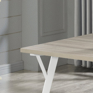 English Elm Alwynn Rectangular Dining Table Seats Six with Wood Grain Top and White Saber Legs T2574P165159