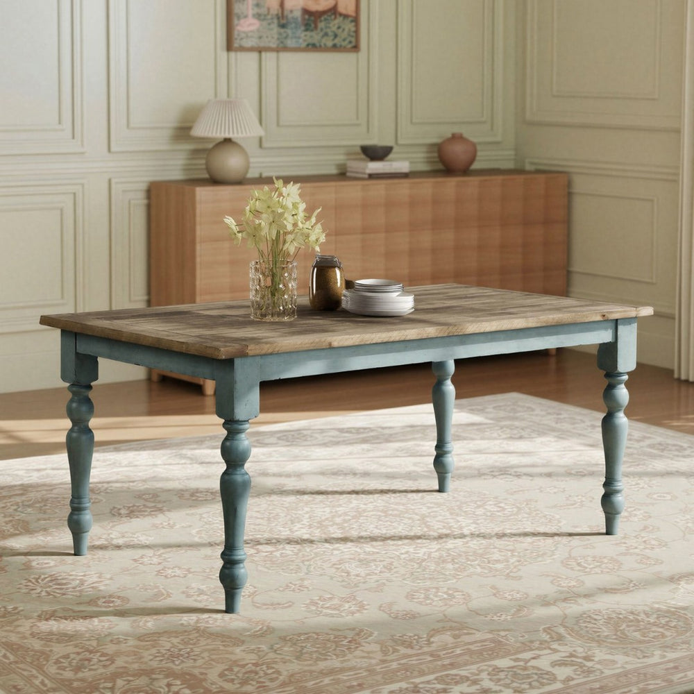 English Elm Prato Farmhouse Rectangular Wood Dining Table Seats Six with Distressed Two-Tone Finish T2574P165161