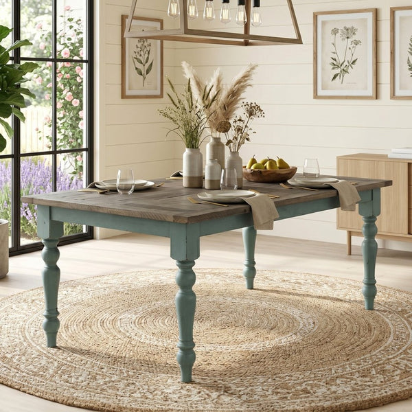 English Elm Prato Farmhouse Rectangular Wood Dining Table Seats Six with Distressed Two-Tone Finish T2574P165161