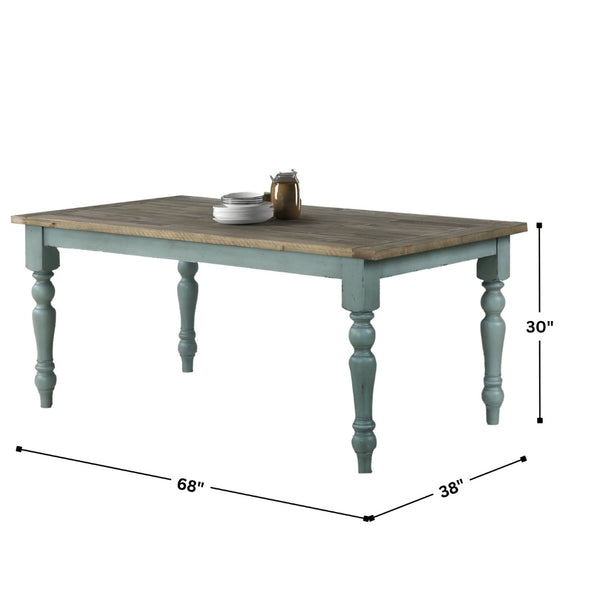 English Elm Prato Farmhouse Rectangular Wood Dining Table Seats Six with Distressed Two-Tone Finish T2574P165161