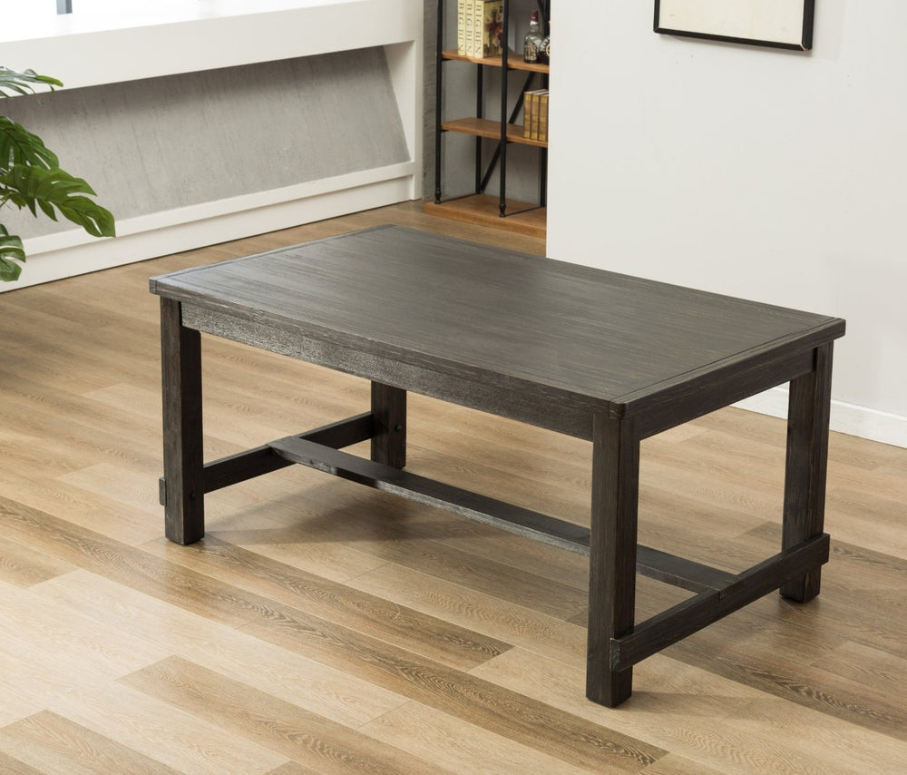 English Elm Lotusville Weathered Hardwood Rectangular Dining Table Seats Six with Integrated Footrest T2574P165162