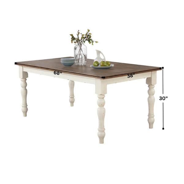 English Elm Prato Farmhouse Rectangular Wood Dining Table with Carved Legs and Two-Tone Finish T2574P165163
