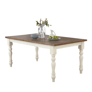 English Elm Prato Farmhouse Rectangular Wood Dining Table with Carved Legs and Two-Tone Finish T2574P165163