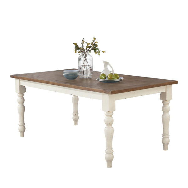 English Elm Prato Farmhouse Rectangular Wood Dining Table with Carved Legs and Two-Tone Finish T2574P165163