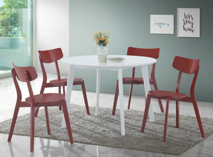 English Elm Roma Round White Mdf Dining Table with Angled Rubberwood Legs Seats Four Compact Spaces T2574P165164