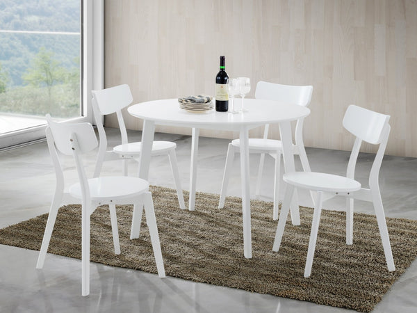 English Elm Roma Round White Mdf Dining Table with Angled Rubberwood Legs Seats Four Compact Spaces T2574P165164