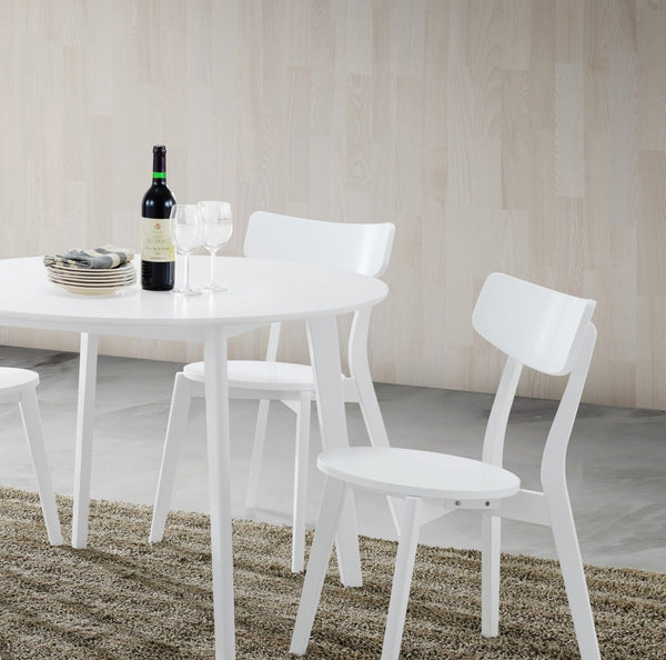 English Elm Roma Round White Mdf Dining Table with Angled Rubberwood Legs Seats Four Compact Spaces T2574P165164