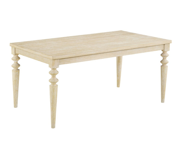 English Elm Amonia Rectangular Dining Table Wired White Wood Grain Veneer with Turned Rubberwood Legs T2574P165165