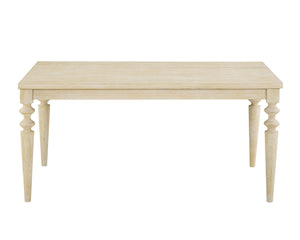 English Elm Amonia Rectangular Dining Table Wired White Wood Grain Veneer with Turned Rubberwood Legs T2574P165165