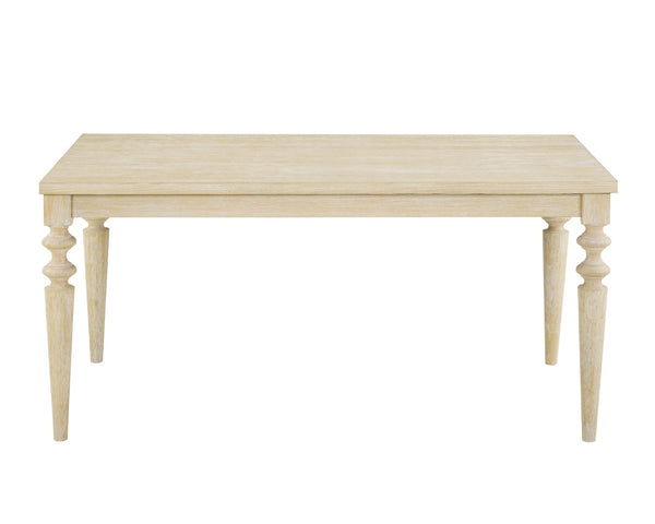 English Elm Amonia Rectangular Dining Table Wired White Wood Grain Veneer with Turned Rubberwood Legs T2574P165165