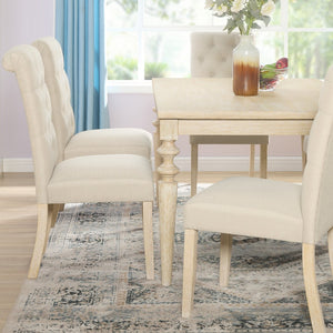 English Elm Amonia Rectangular Dining Table Wired White Wood Grain Veneer with Turned Rubberwood Legs T2574P165165