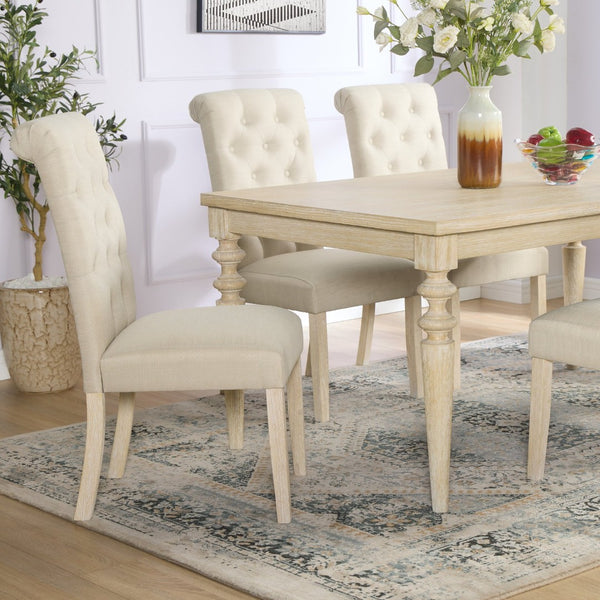 English Elm Amonia Rectangular Dining Table Wired White Wood Grain Veneer with Turned Rubberwood Legs T2574P165165