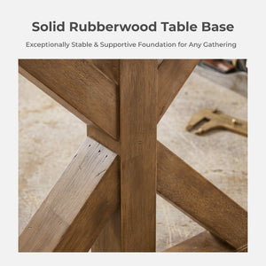 English Elm Enna Rectangular Solid Rubberwood X-trestle Dining Table Seats Six Modern Farmhouse T2574P165168