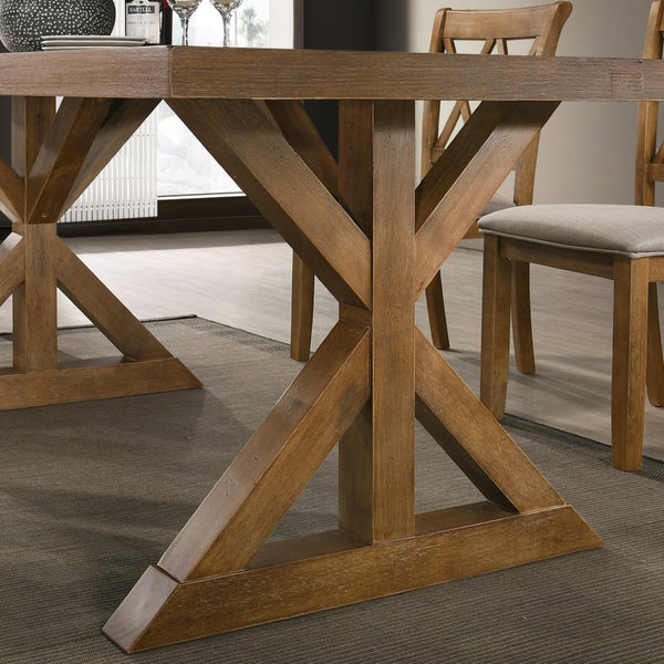 English Elm Enna Rectangular Solid Rubberwood X-trestle Dining Table Seats Six Modern Farmhouse T2574P165168