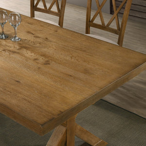 English Elm Enna Rectangular Solid Rubberwood X-trestle Dining Table Seats Six Modern Farmhouse T2574P165168
