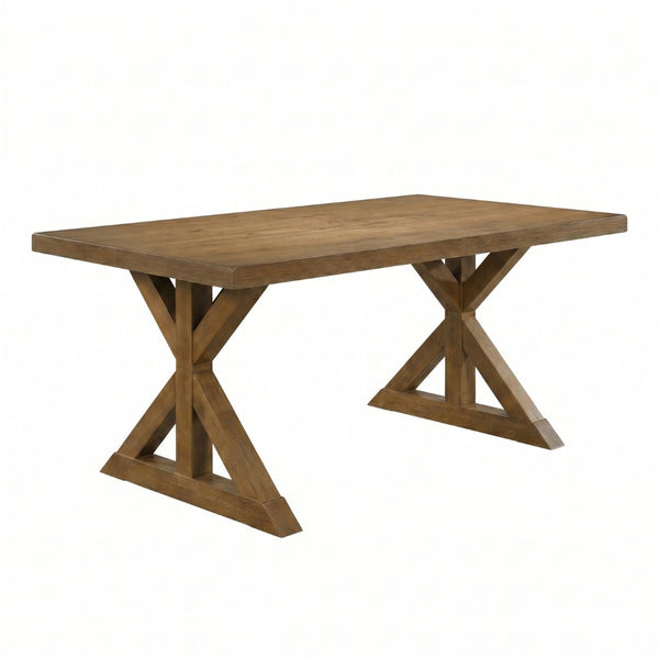 English Elm Enna Rectangular Solid Rubberwood X-trestle Dining Table Seats Six Modern Farmhouse T2574P165168
