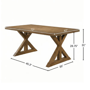 English Elm Enna Rectangular Solid Rubberwood X-trestle Dining Table Seats Six Modern Farmhouse T2574P165168