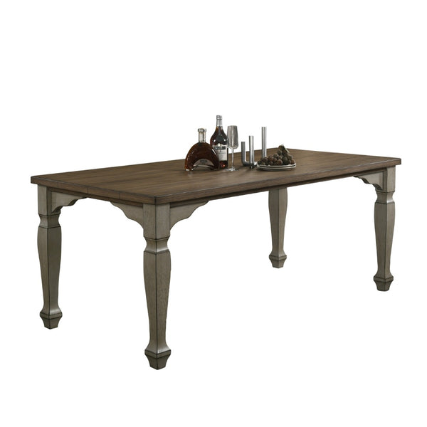 English Elm Breda Rustic Planked Oak Veneer Rectangular Dining Table Seats Six with Carved Legs T2574P165169