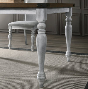English Elm Salines Farmhouse Rectangular Dining Table with Turned Legs Seats Six in Oak Veneer T2574P165170
